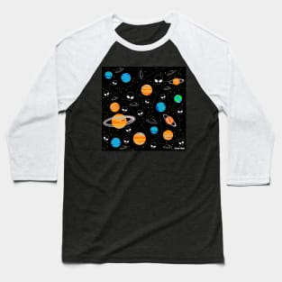 aliens and planets a vector pattern wallpaper ecopop Baseball T-Shirt